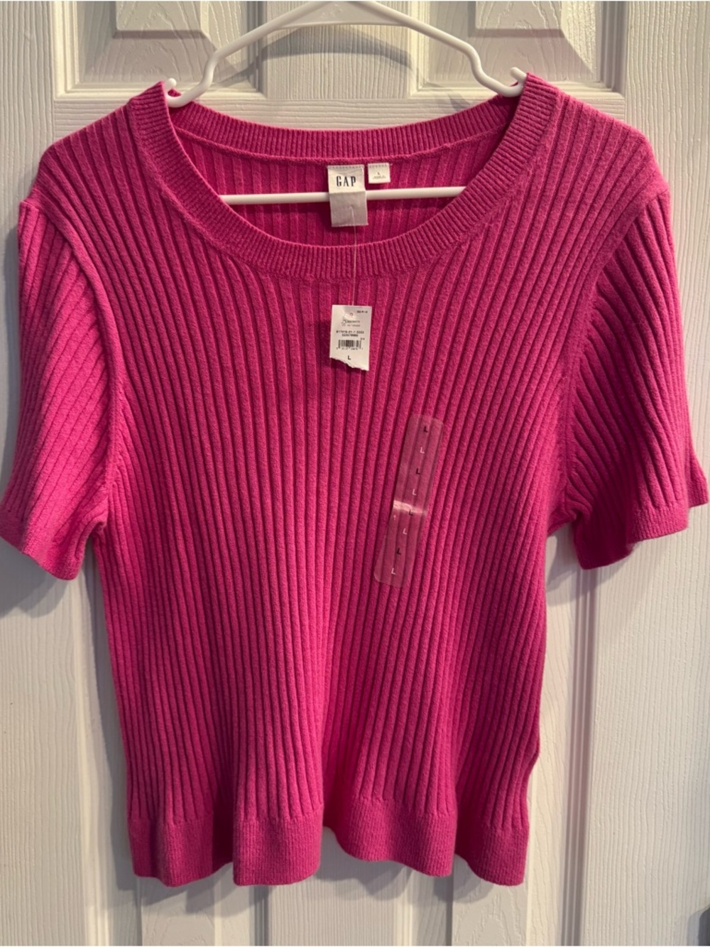 NWT GAP Ribbed Crewneck Short Sleeve Top - Bright Pink
